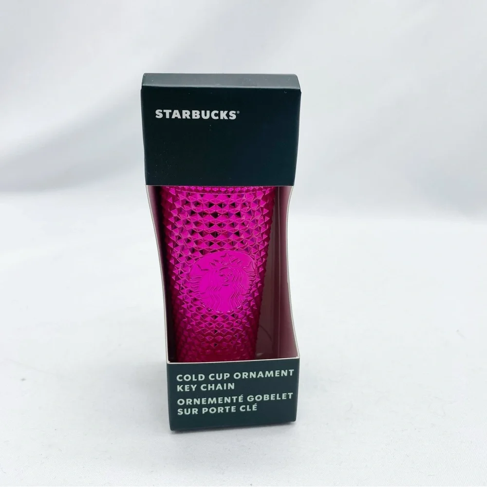 Starbucks Sangria Bright Pink Cup Ornament Keychain Holiday NEW NWT
